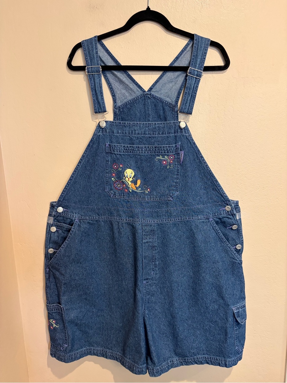 Looney Tunes Tweety Bird Denim Overalls, 90s Nostalgia, Size 22/24